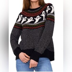 Festive Vince Camuto Black and Orange Patterned Sweater